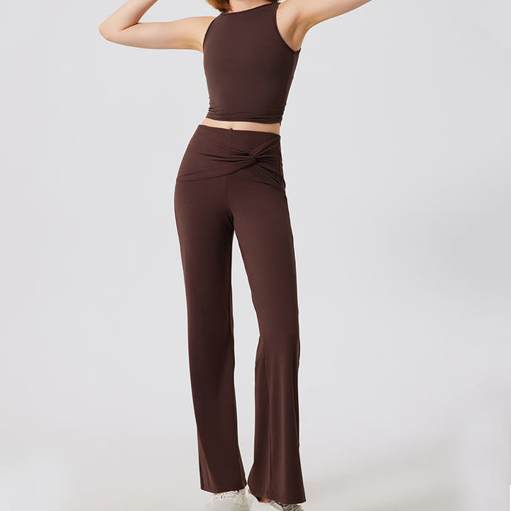 Pantalon de yoga à jambes larges Olivenorma , pantalon de travail décontracté à nœuds - image 3