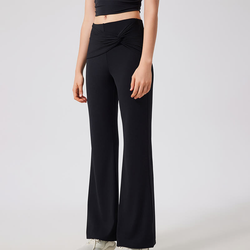 Pantalon de yoga à jambes larges Olivenorma , pantalon de travail décontracté à nœuds - Noir - XL - image 12