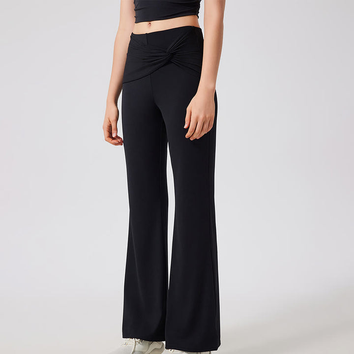 Pantalon de yoga à jambes larges Olivenorma , pantalon de travail décontracté à nœuds - Noir - XL - image 12