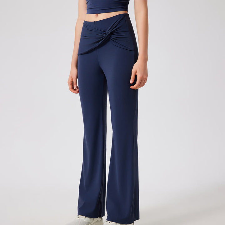 Pantalon de yoga à jambes larges Olivenorma , pantalon de travail décontracté à nœuds - Marine - XL - image 6