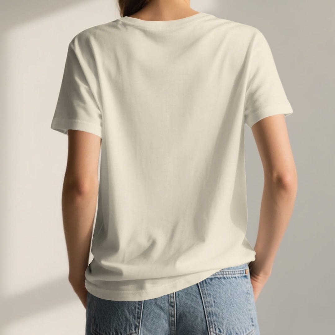 T-shirt décontracté à col en V avec imprimé floral bohème Olivenorma - image 3