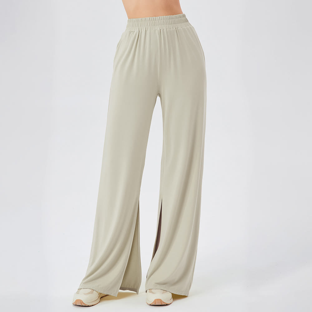 Pantalon de yoga décontracté léger et aéré à jambes larges Olivenorma - Beige - XL - image 24