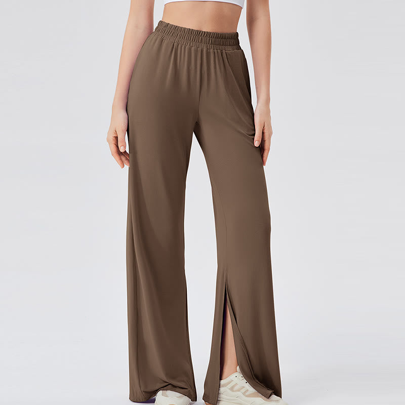 Pantalon de yoga décontracté léger et aéré à jambes larges Olivenorma - Brun - XL - image 23