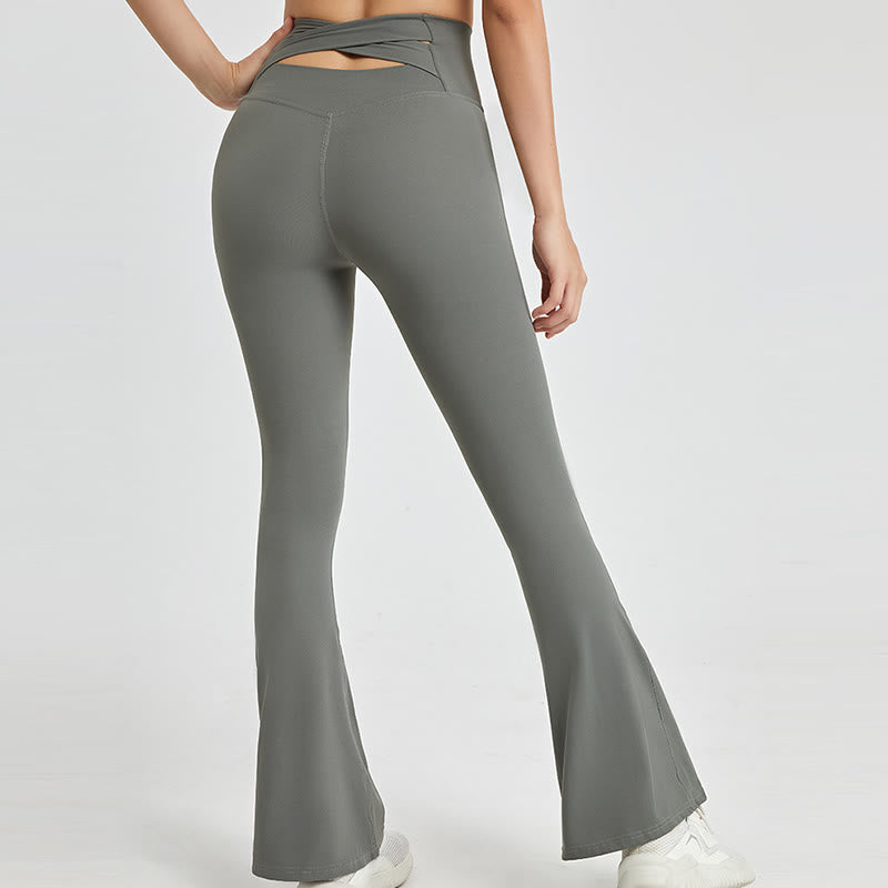 Olivenorma Leggings évasés d'entraînement pour femmes Pantalon de yoga taille haute - Gris - XL - image 8