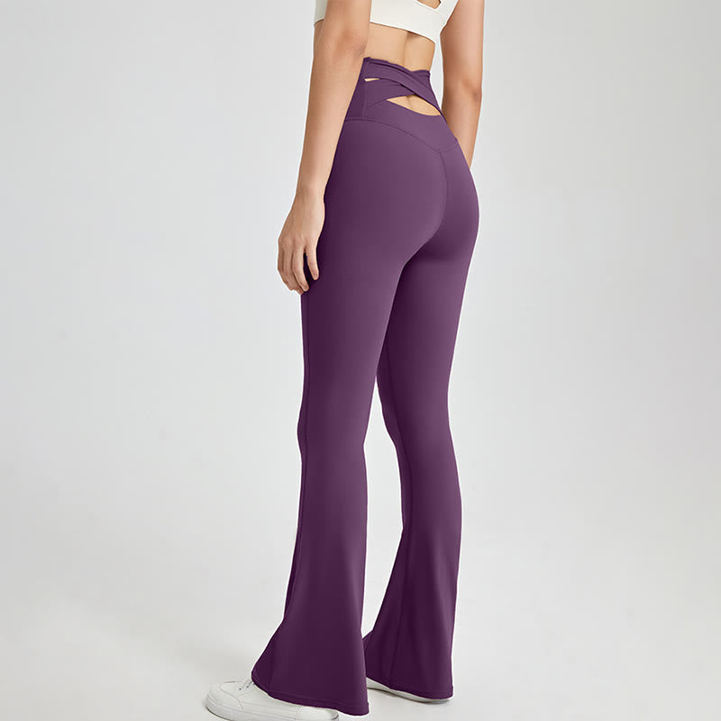 Olivenorma Leggings évasés d'entraînement pour femmes Pantalon de yoga taille haute - Violet - XL - image 11
