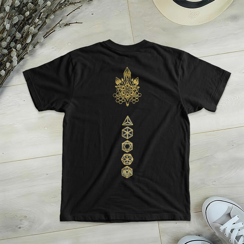 T-shirt graphique doux Olivenorma , t-shirts spirituels à col en V, motif cube de Métatron - image 2