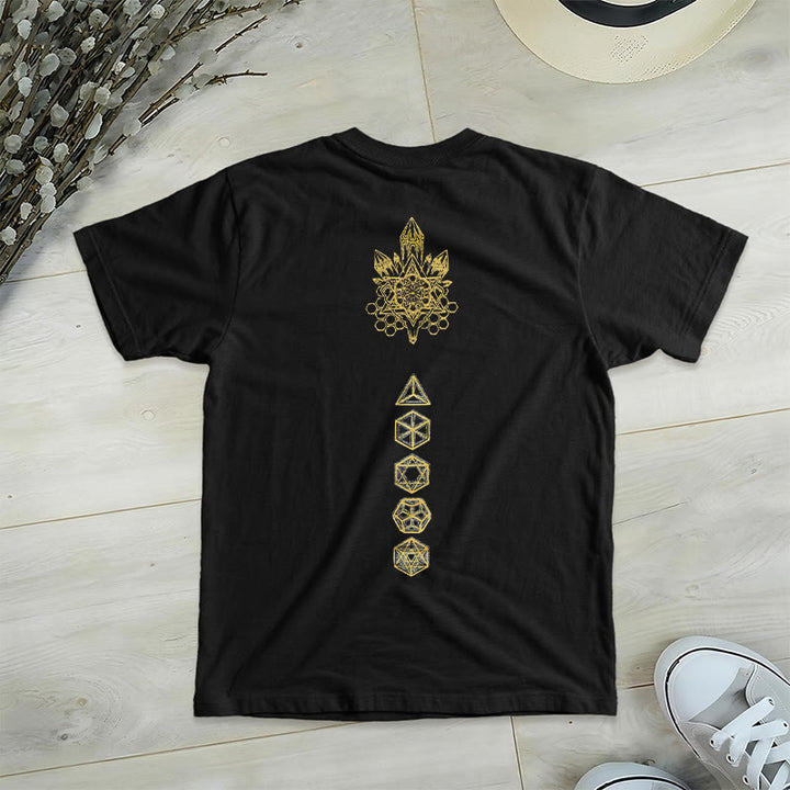 T-shirt graphique doux Olivenorma , t-shirts spirituels à col en V, motif cube de Métatron - image 2