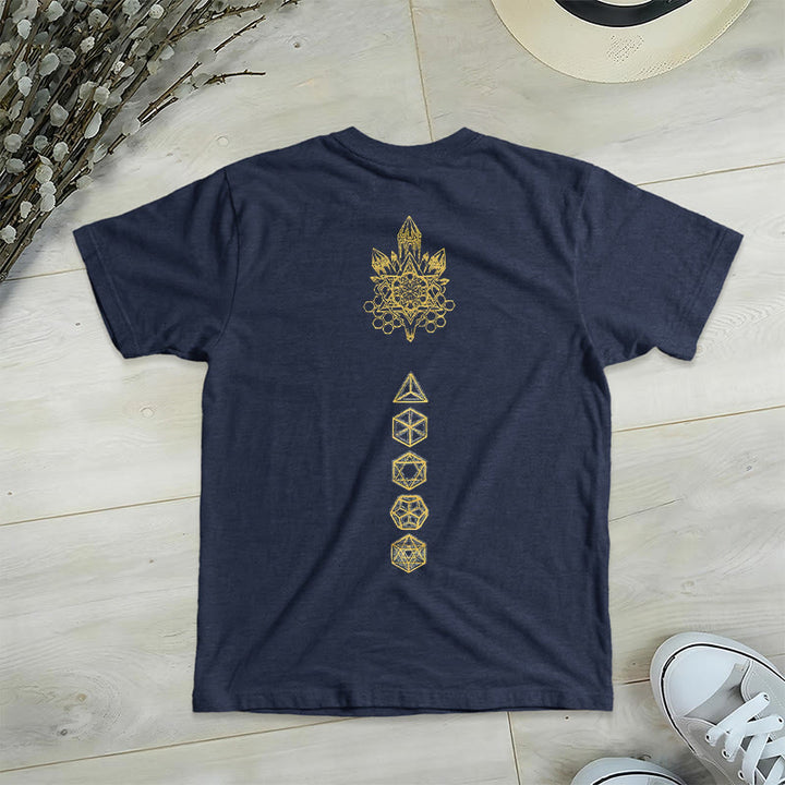 T-shirt graphique doux Olivenorma , t-shirts spirituels à col en V, motif cube de Métatron - image 17