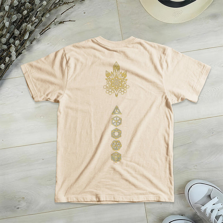 T-shirt graphique doux Olivenorma , t-shirts spirituels à col en V, motif cube de Métatron - image 13