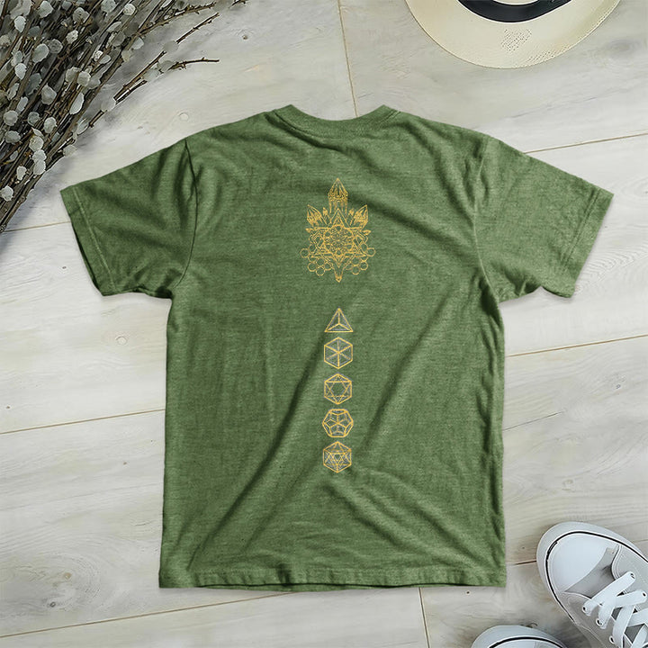 T-shirt graphique doux Olivenorma , t-shirts spirituels à col en V, motif cube de Métatron - image 21