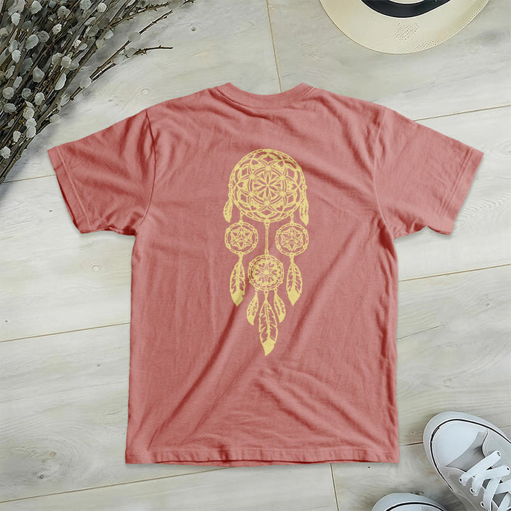 T-shirt à col en V imprimé géométrique « Fleur de vie » Olivenorma , attrape-rêves et éloigne le mal - image 24