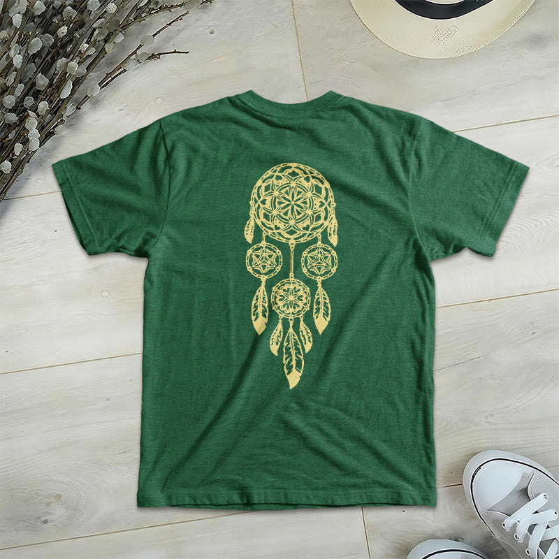 T-shirt à col en V imprimé géométrique « Fleur de vie » Olivenorma , attrape-rêves et éloigne le mal - image 21