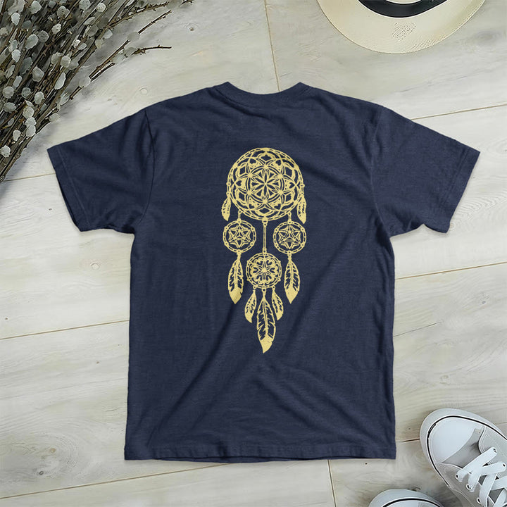 T-shirt à col en V imprimé géométrique « Fleur de vie » Olivenorma , attrape-rêves et éloigne le mal - image 19