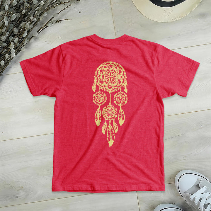 T-shirt à col en V imprimé géométrique « Fleur de vie » Olivenorma , attrape-rêves et éloigne le mal - image 23