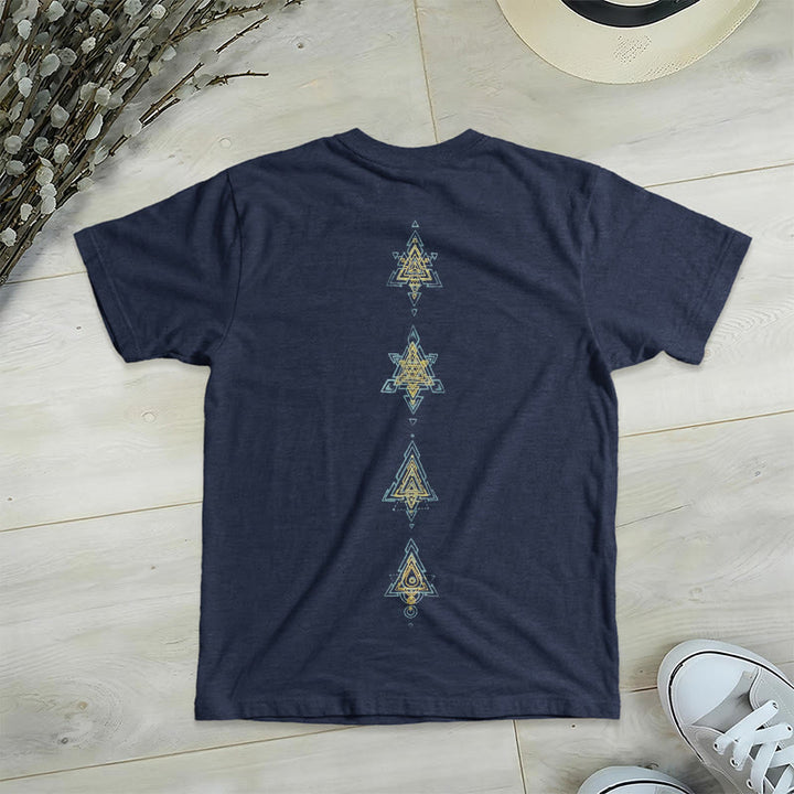 T-shirt col V avec symbole du cube de Olivenorma et géométrie sacrée. - image 22