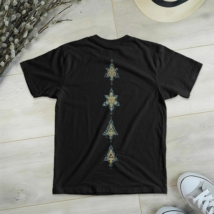 T-shirt col V avec symbole du cube de Olivenorma et géométrie sacrée. - image 11