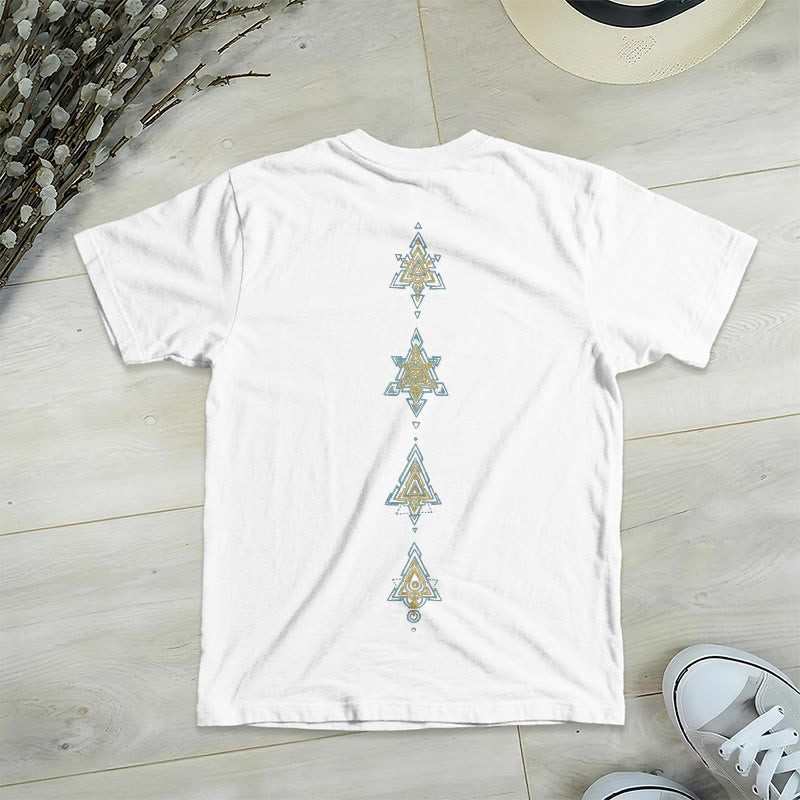 T-shirt col V avec symbole du cube de Olivenorma et géométrie sacrée. - image 13