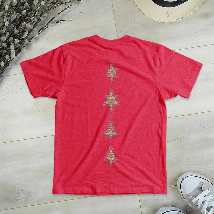 T-shirt col V avec symbole du cube de Olivenorma et géométrie sacrée. - image 32