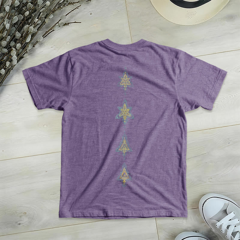 T-shirt col V avec symbole du cube de Olivenorma et géométrie sacrée. - image 23