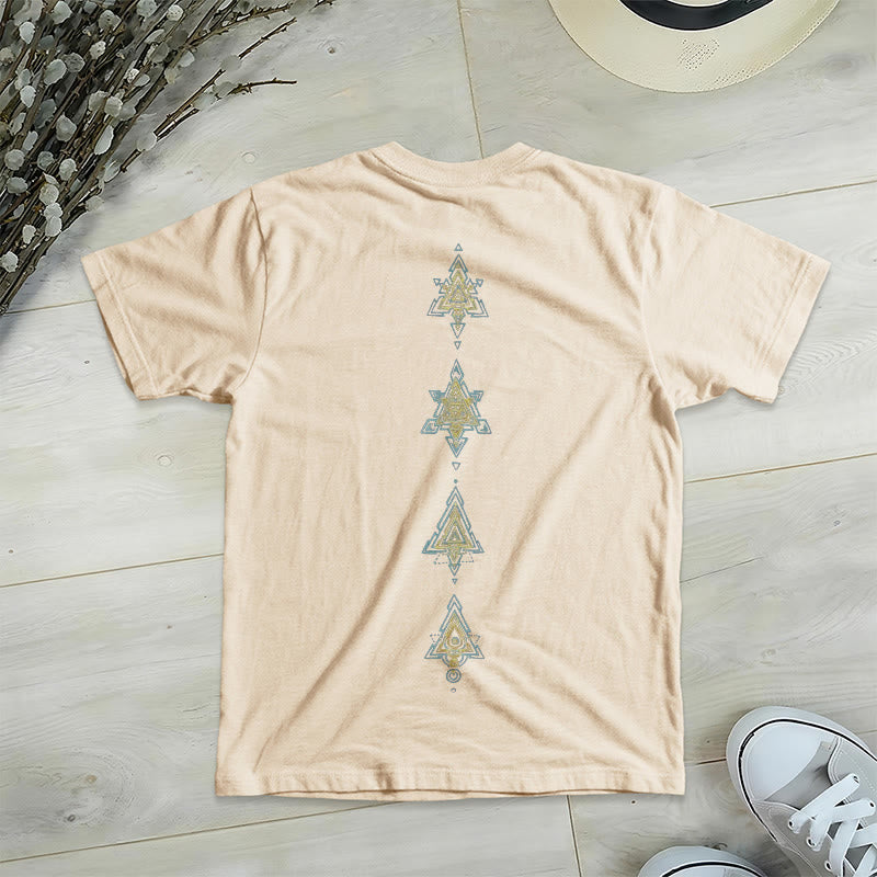 T-shirt col V avec symbole du cube de Olivenorma et géométrie sacrée. - image 15