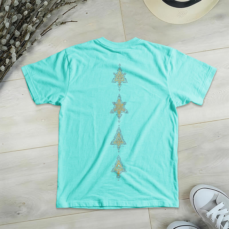 T-shirt col V avec symbole du cube de Olivenorma et géométrie sacrée. - image 19