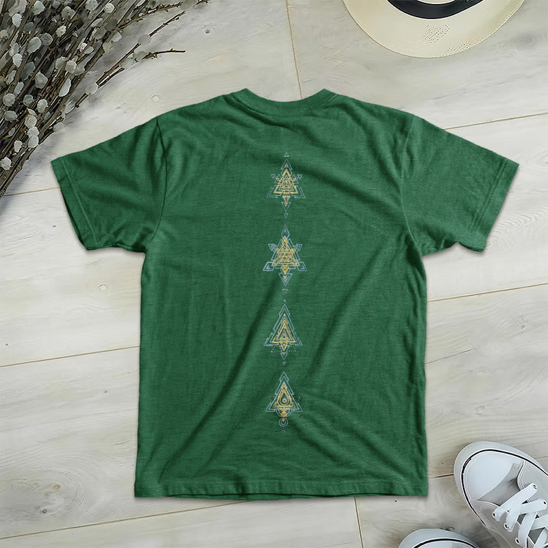 T-shirt col V avec symbole du cube de Olivenorma et géométrie sacrée. - image 26