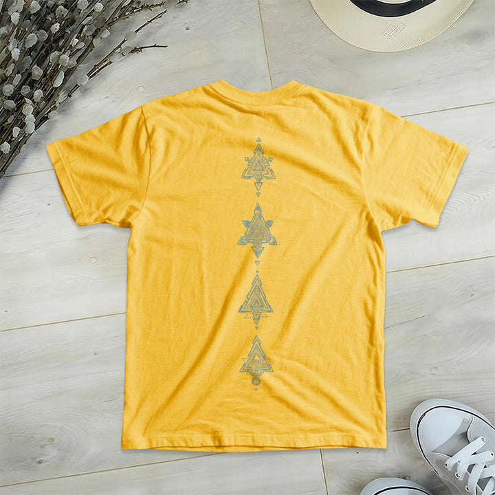 T-shirt col V avec symbole du cube de Olivenorma et géométrie sacrée. - image 18