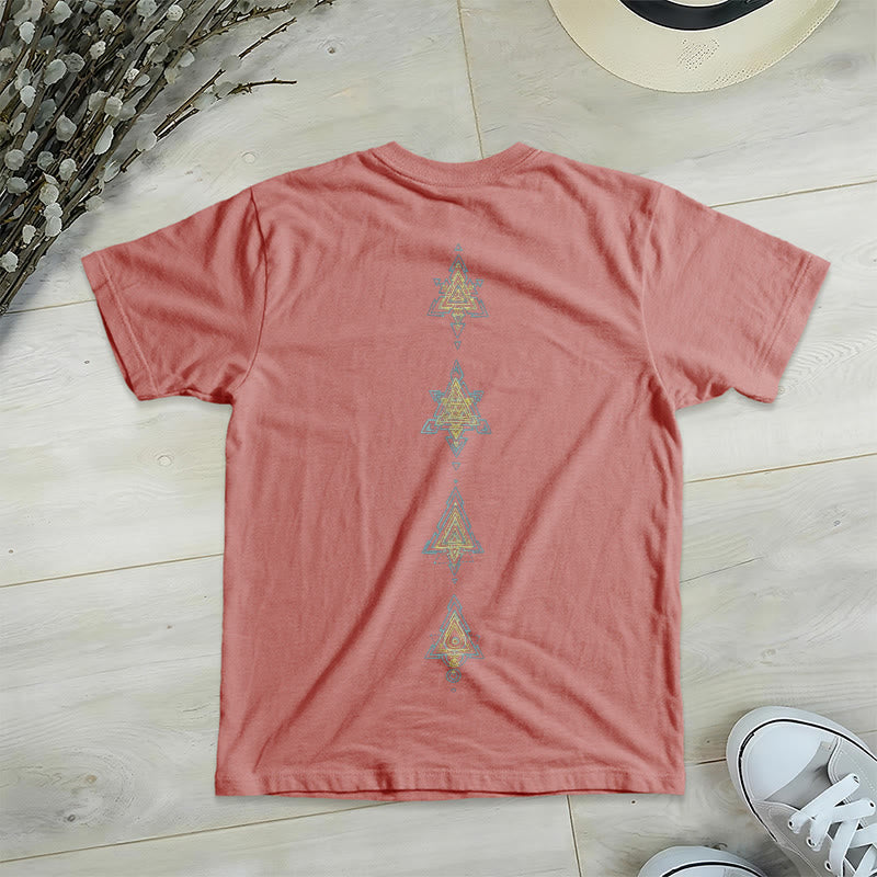 T-shirt col V avec symbole du cube de Olivenorma et géométrie sacrée. - image 29