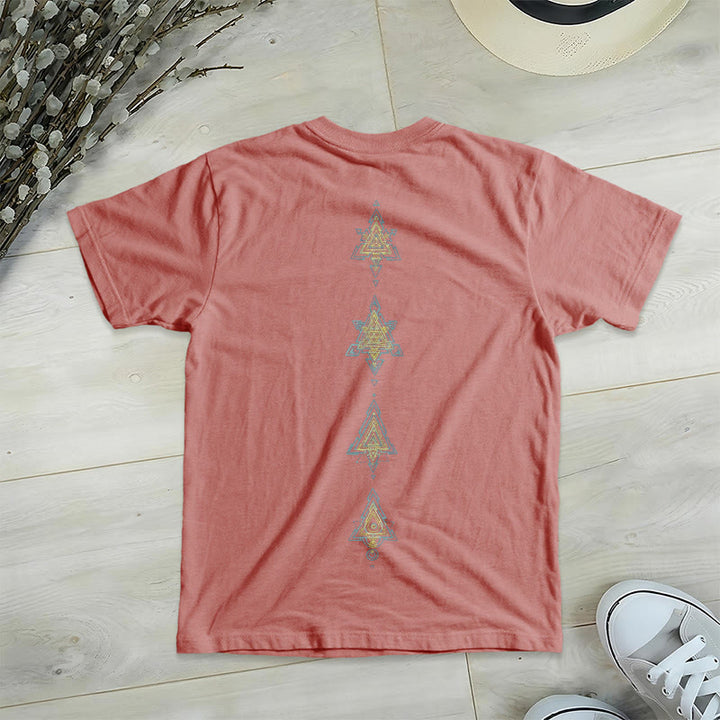 T-shirt col V avec symbole du cube de Olivenorma et géométrie sacrée. - image 29