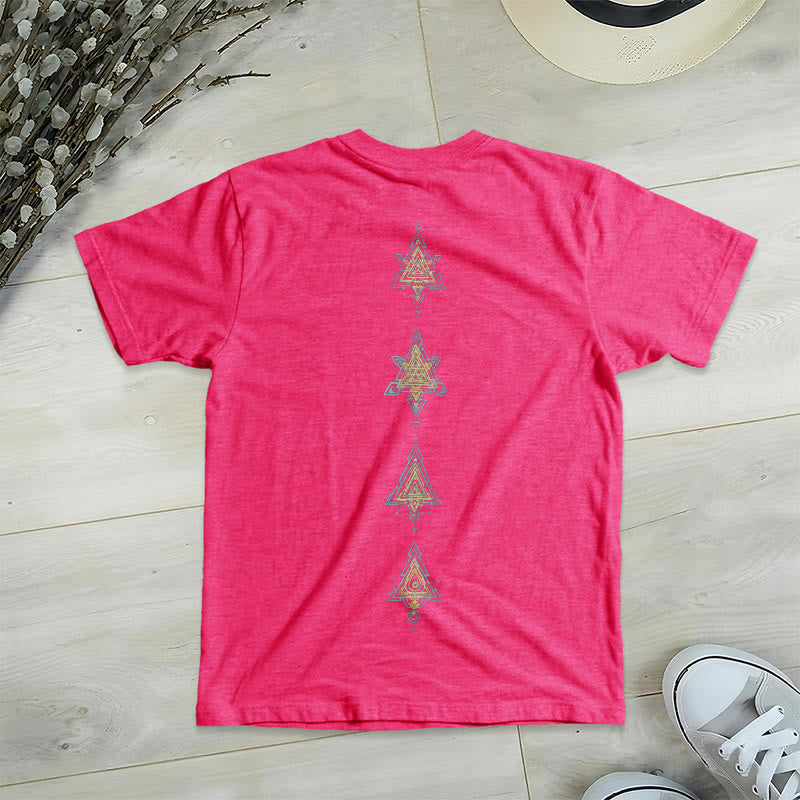 T-shirt col V avec symbole du cube de Olivenorma et géométrie sacrée. - image 33