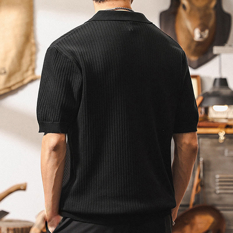 Polo en tricot texturé Olivenorma pour homme, coupe classique, manches courtes, en coton - image 14