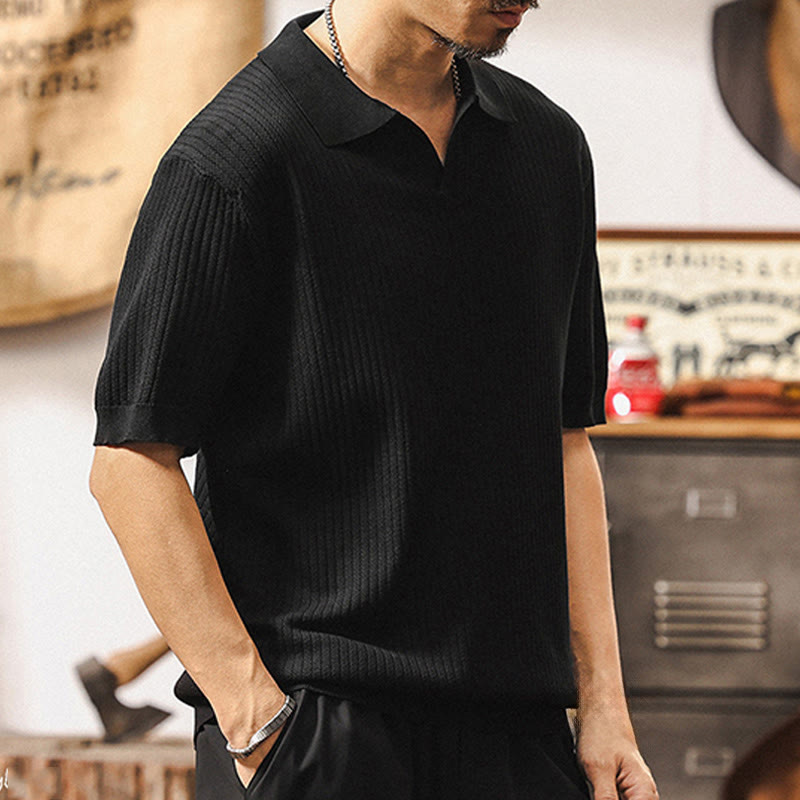 Polo en tricot texturé Olivenorma pour homme, coupe classique, manches courtes, en coton - image 15