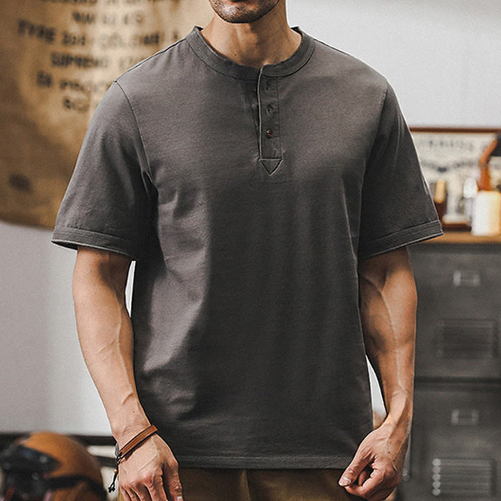 Chemises vintage Olivenorma pour homme, col ras du cou, coupe ample, en coton épais, été et automne - Gris - 4XL - image 15