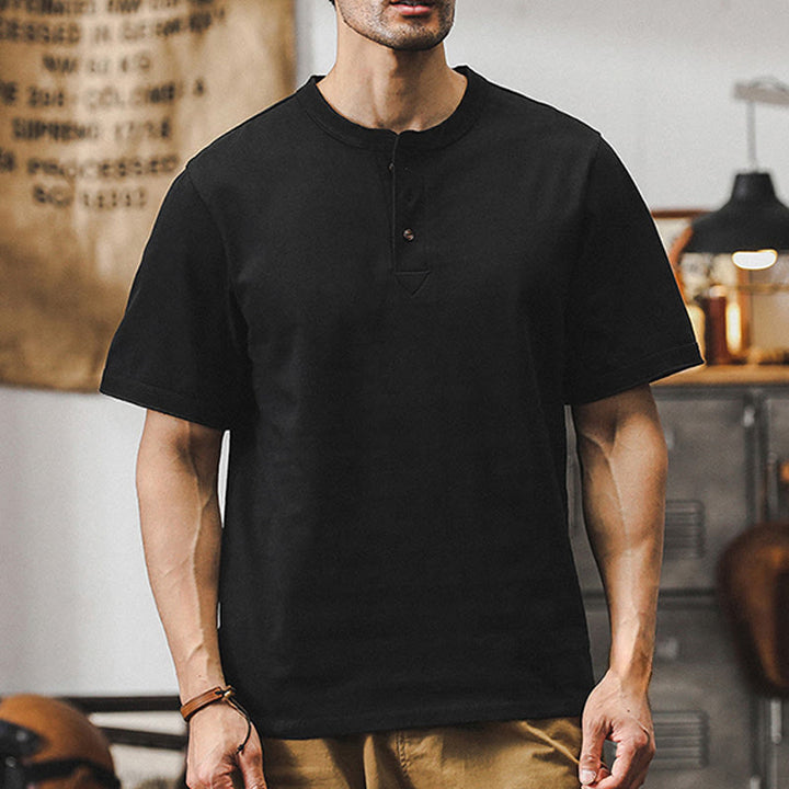 Chemises vintage Olivenorma pour homme, col ras du cou, coupe ample, en coton épais, été et automne - Noir - 4XL - image 12