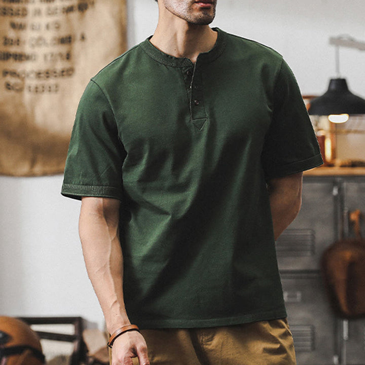 Chemises vintage Olivenorma pour homme, col ras du cou, coupe ample, en coton épais, été et automne - image 3