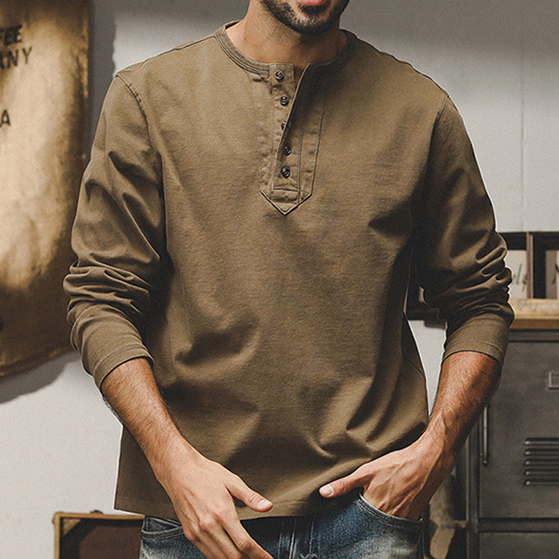 Olivenorma Chemises vintage à manches longues et boutons en coton pour homme, collection automne-hiver - Pérou - 4XL - image 1