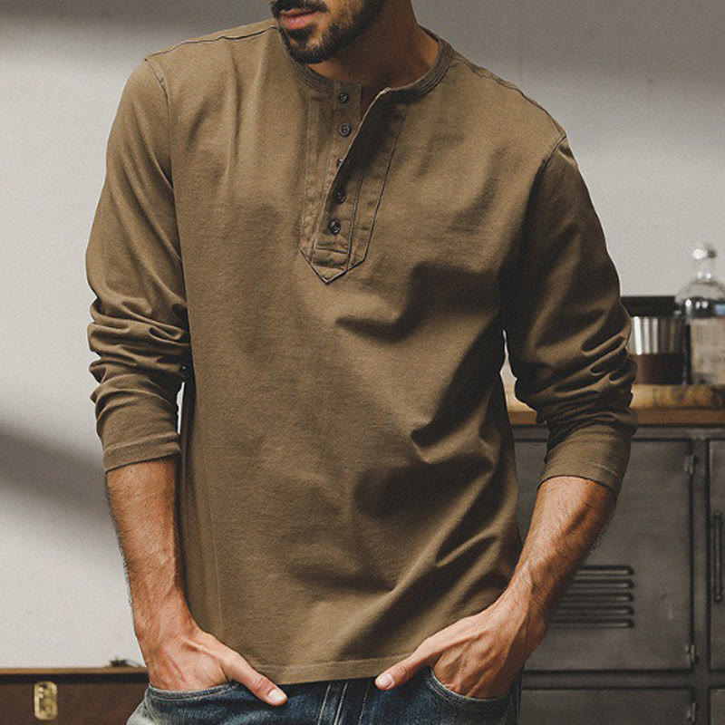 Olivenorma Chemises vintage à manches longues et boutons en coton pour homme, collection automne-hiver - image 1