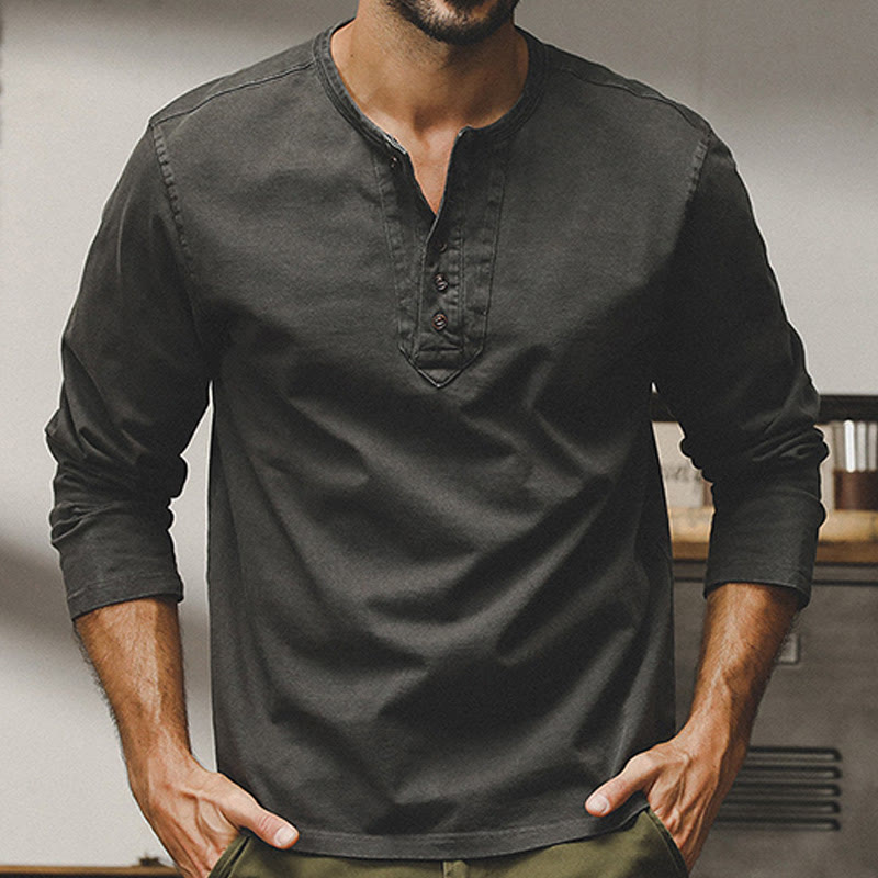 Olivenorma Chemises vintage à manches longues et boutons en coton pour homme, collection automne-hiver - Gris - 4XL - image 10