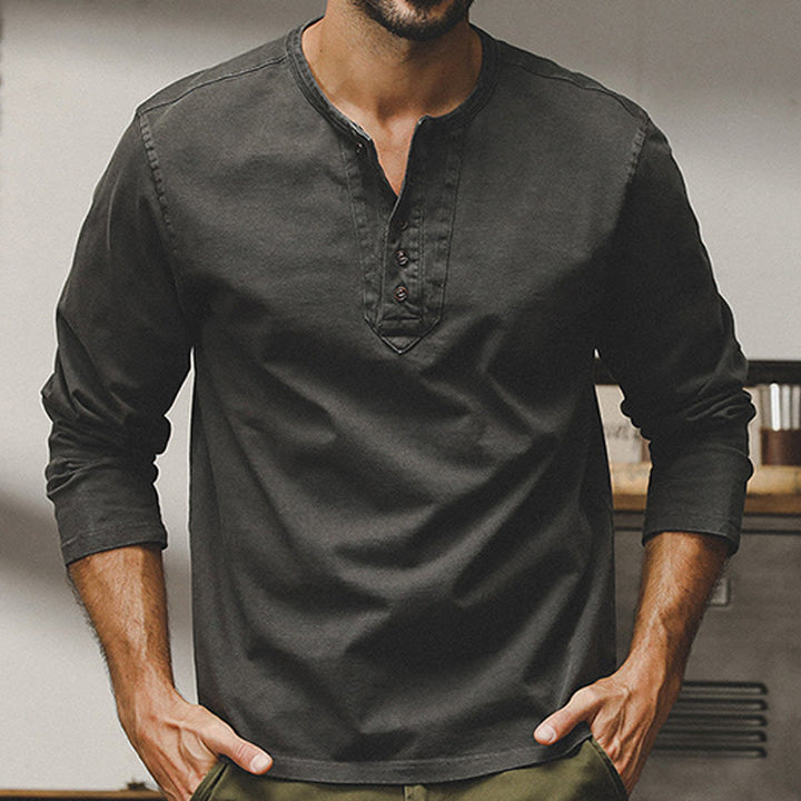 Olivenorma Chemises vintage à manches longues et boutons en coton pour homme, collection automne-hiver - Gris - 4XL - image 10