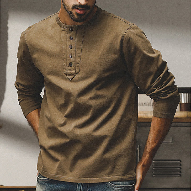 Olivenorma Chemises vintage à manches longues et boutons en coton pour homme, collection automne-hiver - image 2