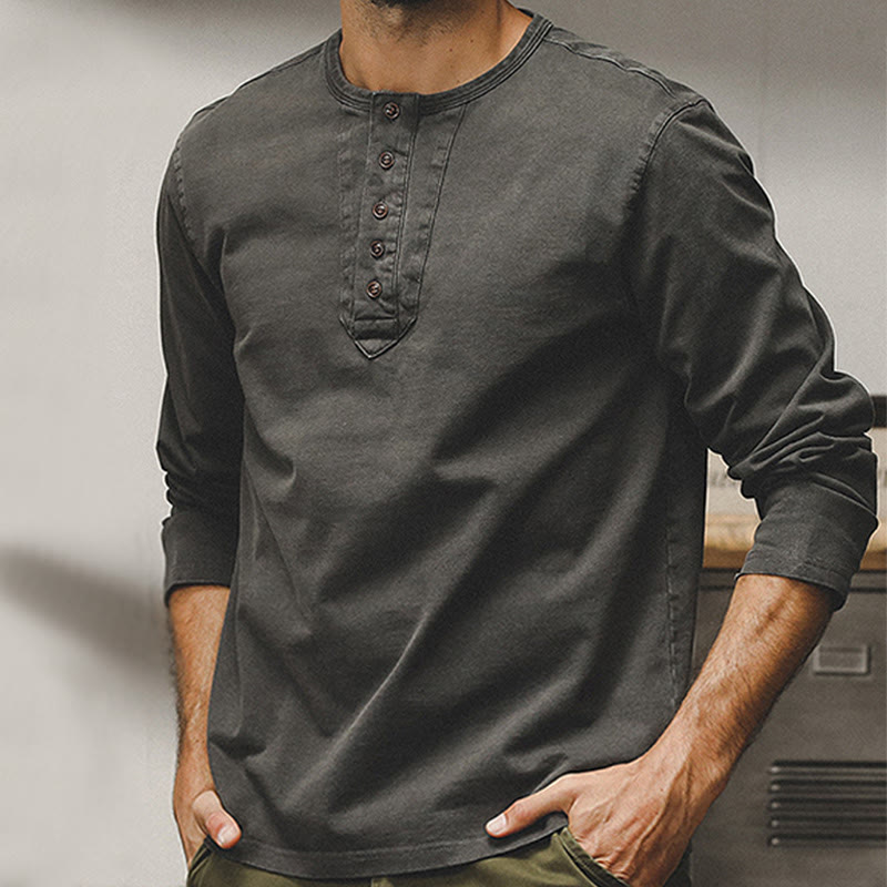 Olivenorma Chemises vintage à manches longues et boutons en coton pour homme, collection automne-hiver - image 13
