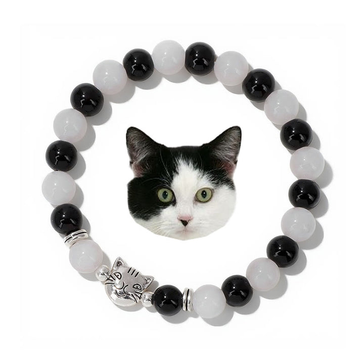 Bracelet de perles en pierres précieuses Olivenorma Cat Magic - Obsidienne et jade blanc - image 10