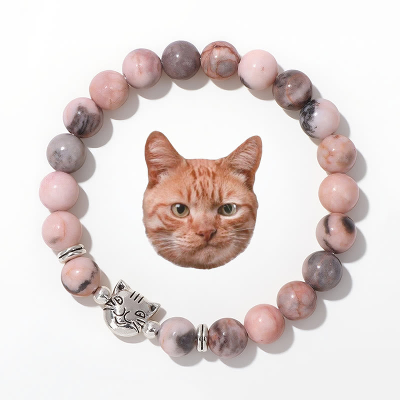 Bracelet de perles en pierres précieuses Olivenorma Cat Magic - Jaspe zébré rose - image 9