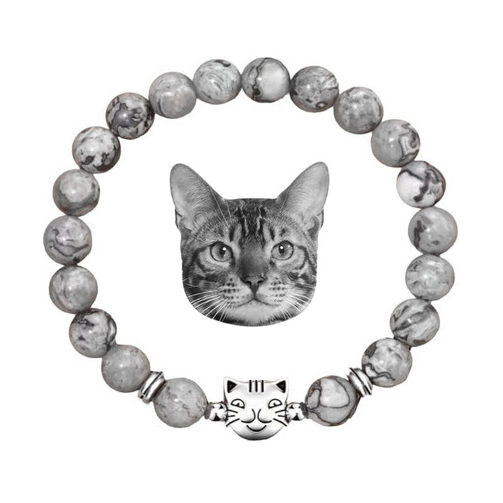 Bracelet de perles en pierres précieuses Olivenorma Cat Magic - Jaspe gris - image 14