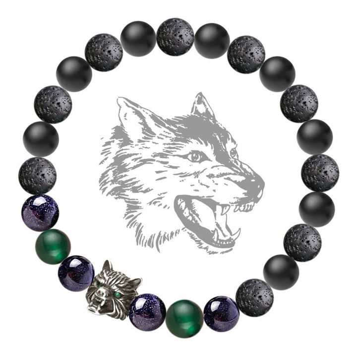 Bracelet de protection en pierres précieuses Olivenorma Fenrir Wolf Head - Noir et vert - image 7
