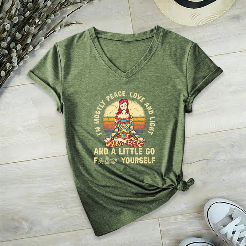 T-shirt de yoga Olivenorma « Je suis principalement paix, amour et lumière » - Vert olive - 2XL - image 13