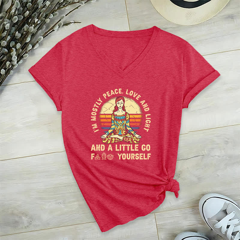 T-shirt de yoga Olivenorma « Je suis principalement paix, amour et lumière » - Rouge - 2XL - image 18