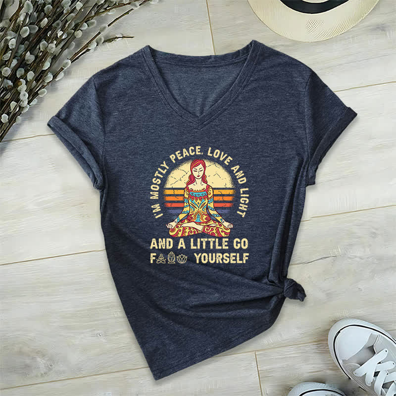T-shirt de yoga Olivenorma « Je suis principalement paix, amour et lumière » - Bleu marine - 2XL - image 7