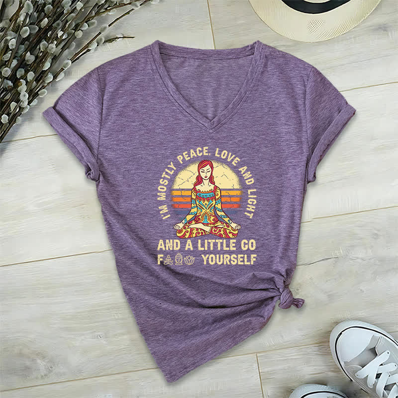 T-shirt de yoga Olivenorma « Je suis principalement paix, amour et lumière » - Violet - 2XL - image 35