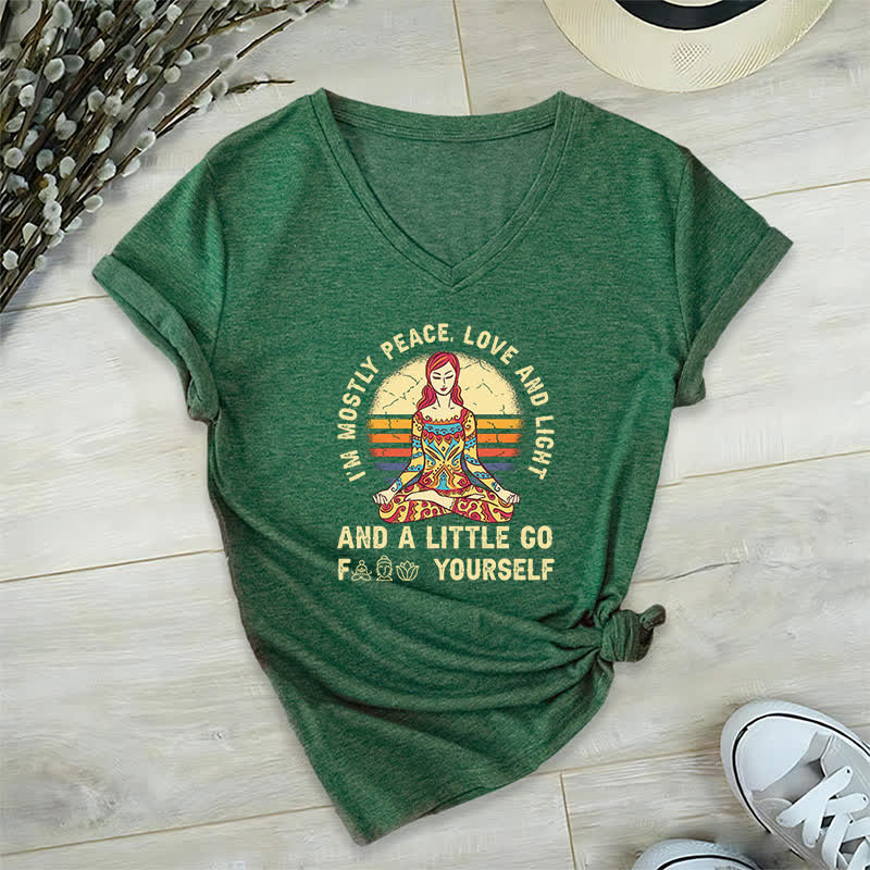 T-shirt de yoga Olivenorma « Je suis principalement paix, amour et lumière » - Vert foncé - 2XL - image 10